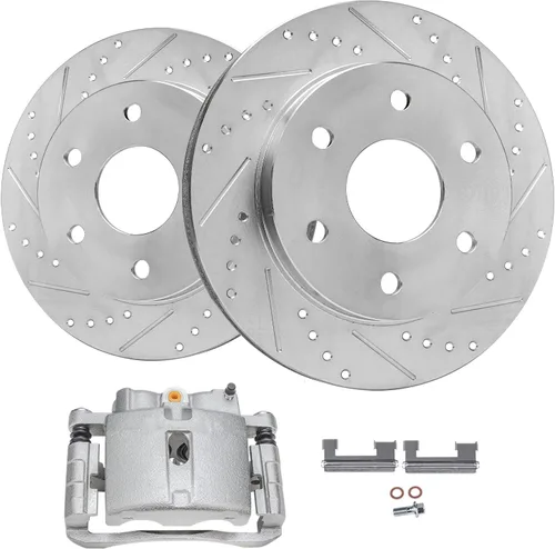 Miniatura 24 de Detroit Axle - Rotores de freno delanteros perforados y ranurados + repuesto de pinza de freno lateral del conductor para Honda Odyssey Acura MDX