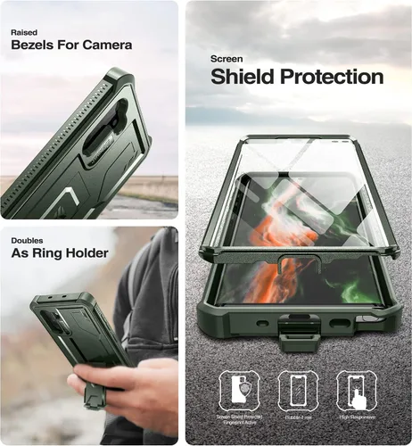 Miniatura 7 de Dexnor Funda para Samsung Galaxy Note 10, [Protector de pantalla y soporte integrados] Protección de grado militar pesado a prueba de golpes