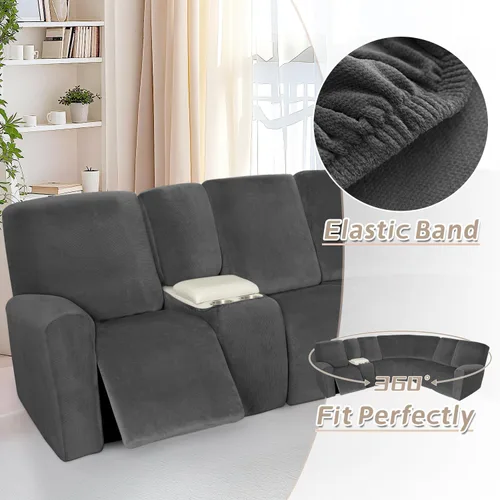 Miniatura 79 de Arfntevss Fundas de sofá seccional reclinable de terciopelo, Funda de sofá seccional de esquina para sofá reclinable, Funda elástica suave