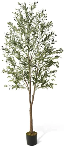 Miniatura 10 de CAPHAUS Árbol de olivo artificial de 5 pies y 60 pulgadas, planta sintética en maceta, rama de olivo sintético y fruta, árbol topiario falso