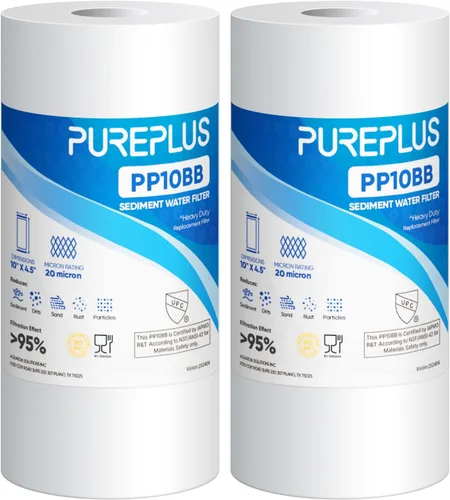 Miniatura 13 de PUREPLUS 1 Micron 10" x 4.5" Whole House Sediment Home Water Filter Replacement Cartridge for RFC-BBSA, HD-950, WFHD13001B, W15-PR, GXWH30C