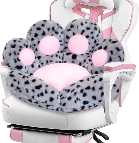 Miniatura 9 de DOBUONO Cojín Kawaii de pata de gato, cojín para silla de oficina, cómodo cojín de felpa para silla de juegos, cojín de asiento Kawaii para niña
