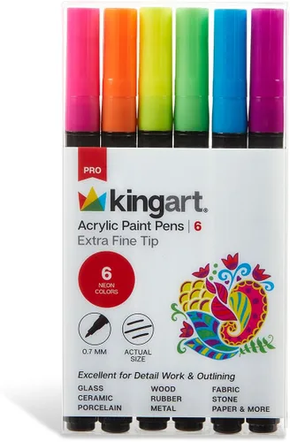 Miniatura 11 de KINGART PRO - Bolígrafos de pintura extra fina, punta de 0.028 in, 6 marcadores de pintura acrílica, bajo olor y secado rápido para rocas, madera