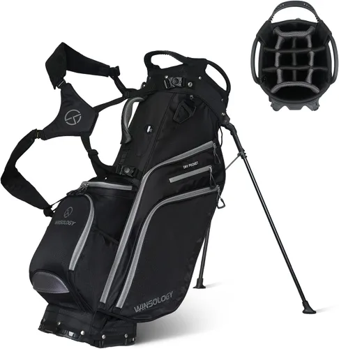 Bolsa de golf profesional con soporte, 14 compartimentos en la parte superior con divisores de longitud completa, bolsa ligera de transporte con