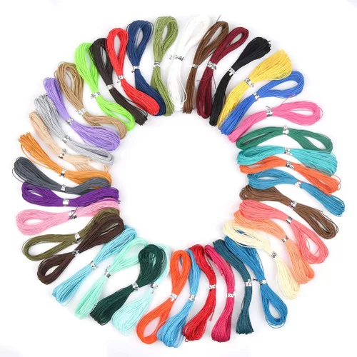 Cuerda encerada de 40 colores de 0.039 pulgadas y 437 yardas | Cordón de poliéster encerado de algodón encerado para pulseras de bricolaje,