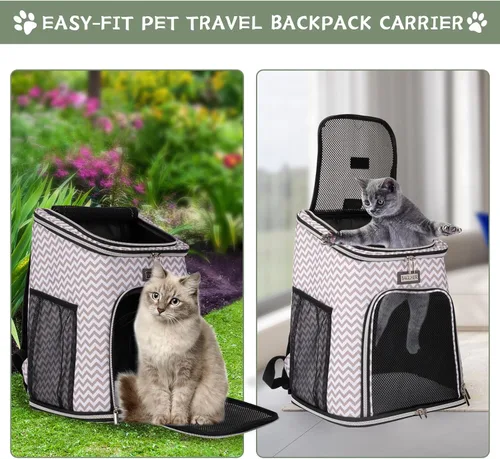 Miniatura 7 de BAGLHER Mochila transportadora para gatos, transportadora de malla para perros medianos y pequeños, gatos, cachorros, gatitos, conejitos de hasta 18