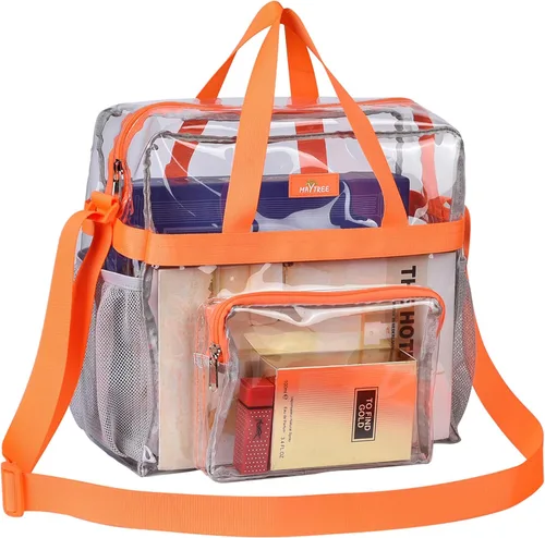 Miniatura 7 de MAY TREE Bolsa transparente para eventos en estadios de 12 x 6 x 12 pulgadas, bolsa de almuerzo transparente con correas reforzadas para trabajo