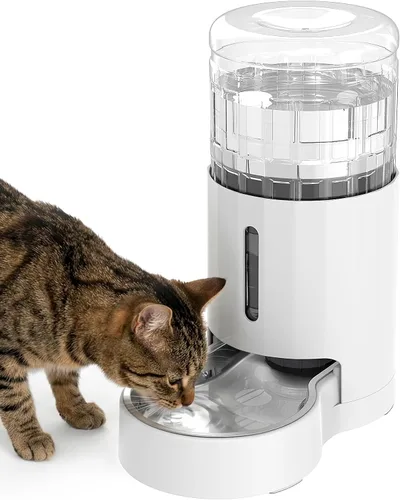Miniatura 14 de JUNSPOW Dispensador de agua para gatos con cuenco de acero inoxidable, dispensador automático de agua por gravedad para gatos o perros pequeños