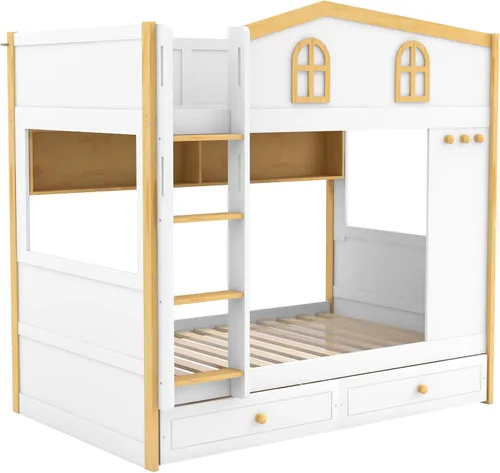 Miniatura 6 de Bellemave Bunk beds Twin Over Twin with Twin Size Drawers, Low bunk Bed for Kids Adults and Teenagers，White