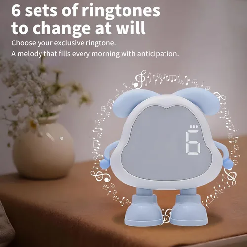 Miniatura 5 de DORA - Reloj despertador para perros para dormitorios de niños y niñas, bonito reloj despertador LED con pantalla digital, entrenador de sueño