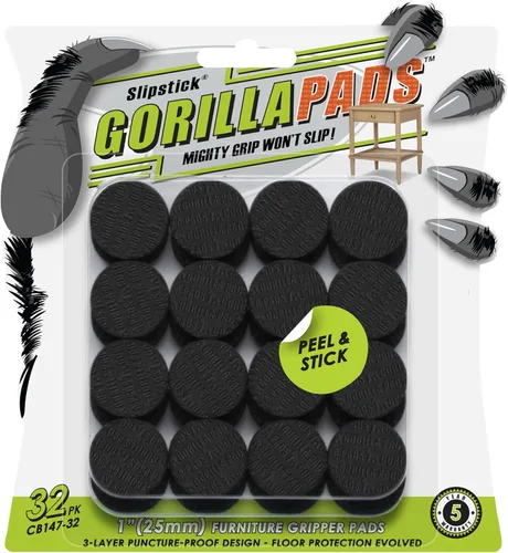Miniatura 11 de Slipstick GorillaPads - Almohadillas antideslizantes para muebles/pies agarradores, protectores de piso de goma autoadhesivos (juego de 16 unidades)