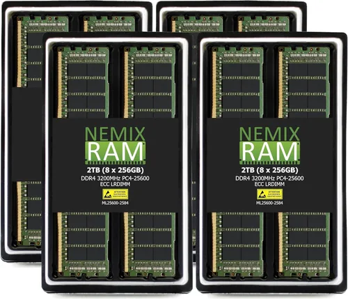 Miniatura 12 de NEMIX RAM 1TB (4X256GB) DDR4 3200MHZ PC4-25600 8Rx4 1.2V CL22 288-PIN ECC LRDIMM Kit de memoria de servidor reducida de carga compatible