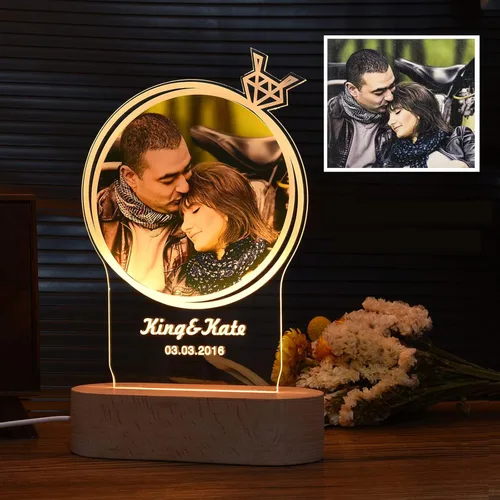 guf Marco de fotos personalizado grabado, marco de fotos personalizado con cristal 3D, regalos para esposa, regalos de novio, regalos de pareja