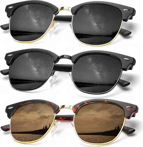 Miniatura 50 de KALIYADI - Gafas de sol polarizadas para hombres y mujeres unisex, marco semirretráctil, estilo retro, para conducir, con bloqueo UV