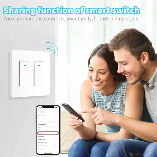 Miniatura 8 de Interruptor de luz inteligente de 2 bandas (botón), interruptores de luz WiFi inteligentes dobles, interruptor inteligente compatible con Alexa