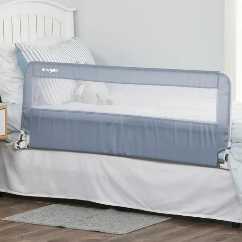 Miniatura 2 de Regalo Hideaway Barandilla de Cama Extra Larga de 54 Pulgadas, con Sistema de Seguridad de Anclaje Reforzado, Gris
