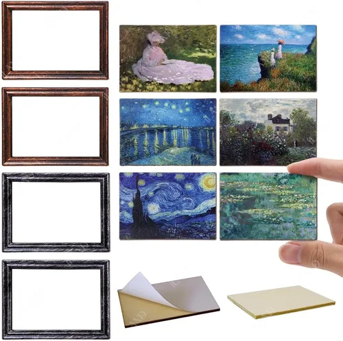 Miniatura 12 de iLAND Accesorios de casa de muñecas en miniatura para muebles de casa de muñecas a escala 1:12, marcos de casa de muñecas con juego de pinturas