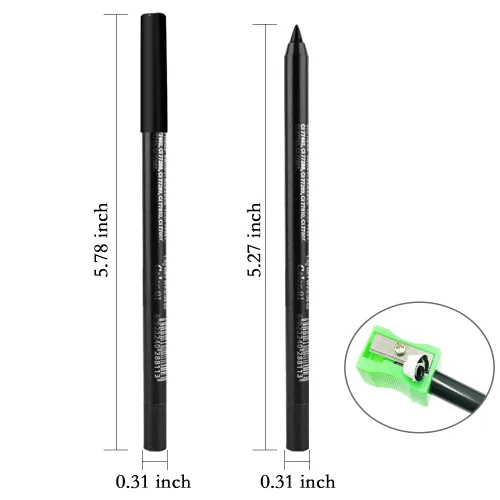 Miniatura 6 de Kaely Lápiz Delineador de Ojos en Gel para Mujeres, Delineador de Ojos Negro Natural Impermeable a Prueba de Manchas con Sacapuntas, Delineadores