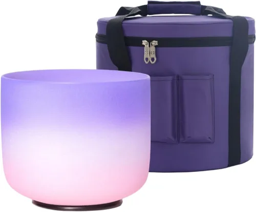 Miniatura 10 de KVKA Cuenco de cristal de cuarzo esmerilado de 8 pulgadas con funda de transporte para instrumentos musicales de sonido de yoga Un arco iris.