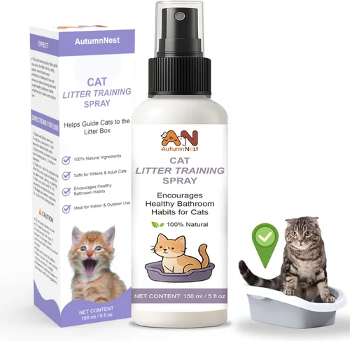 Spray de entrenamiento de arena para gatos – 5.1 fl oz de atracción natural para gatos y gatitos – Ayuda a guiar el uso adecuado de la caja de arena