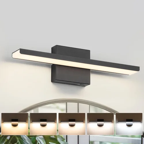 Miniatura 12 de JUSHENG Luces de Tocador Negras para Baño 5CCT Regulables Accesorios de Luces de Tocador para Baño Luz LED de Tocador Barra de Luz de Tocador 24
