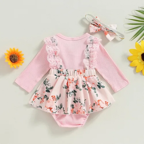 Miniatura 4 de Mubineo Ropa de primavera y otoño para bebé niña, traje de manga larga con encaje floral
