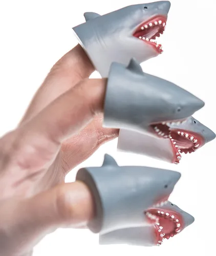 Miniatura 6 de Juego de Marionetas de Dedo de Tiburón, Accesorios de Teatro para Espectáculo de Marionetas de Animales del Océano, Juguetes Novedosos Regalos