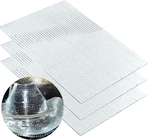 REDODECO Adhesivos de Mosaico de Espejos de Cristal Real en Plata para Manualidades, Azulejos de Cristal Cuadrados Autoadhesivos, 5mm por 5mm