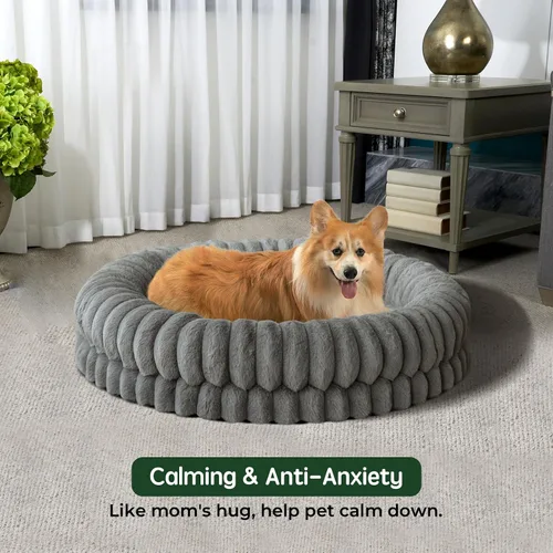 Miniatura 3 de BALANCE Cama de Donut de Lujo para Perros, 36 Pulgadas Camas Redondas para Perros Grandes Lavables, Cama Ortopédica Calmante para Perros con Fondo