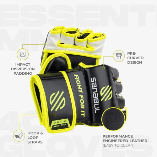 Miniatura 4 de Sanabul Guantes esenciales de 4 onzas MMA para hombres y mujeres, guantes profesionales de lucha de boxeo, Muay Thai Kickboxing para Sparring