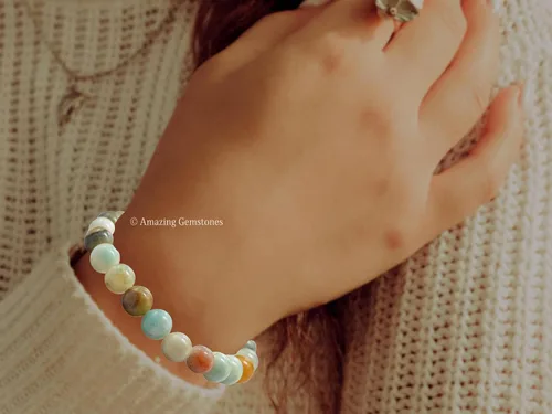 Miniatura 352 de Amazing Gemstone Pulsera de cristal para mujeres y hombres, pulsera de cristal curativo de protección, pulsera elástica con cuentas de piedras