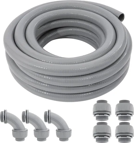 Miniatura 10 de DWALE Kit de conducto y conector estanco a los líquidos, conducto eléctrico flexible no metálico hermético, kit de conducto eléctrico de 1/2 pulgada