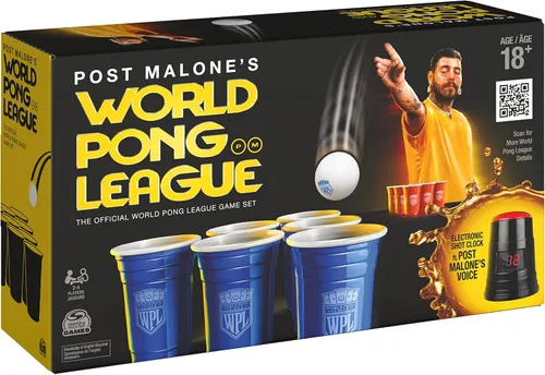 Miniatura 8 de Post Malone World Pong League Juego de beber cerveza para despedida de soltero juegos al aire libre con vasos de plástico y bolas de ping pong