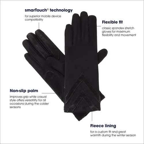 Miniatura 4 de isotoner Guantes de invierno de elastano para mujer con forro polar cálido y detalles de cheurón