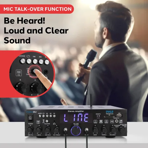 Miniatura 4 de Pyle Amplificador estéreo inalámbrico Bluetooth para el hogar, multicanal, amplificador de potencia de 200 W, sistema receptor de audio
