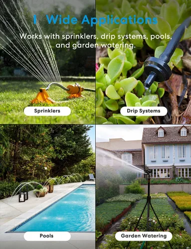Miniatura 8 de meross Temporizador de agua WiFi para manguera de jardín, temporizador de manguera inteligente con entrada y salida de latón, válvula de rociador