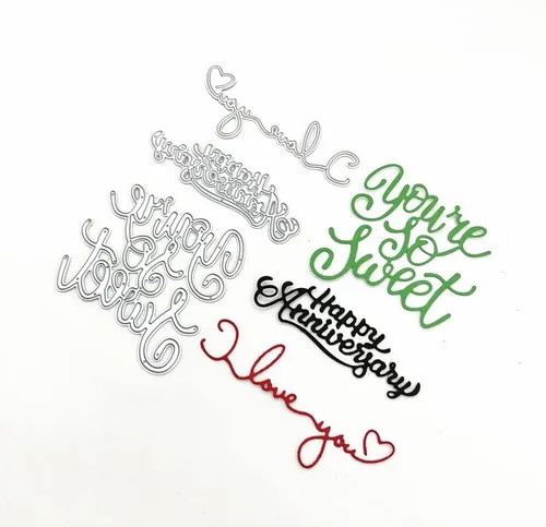 Miniatura 5 de Metal Love You Happy Anniversary Blessing Words Die Cuts, You are So Sweet Greetings - Plantillas para manualidades, plantillas de molde