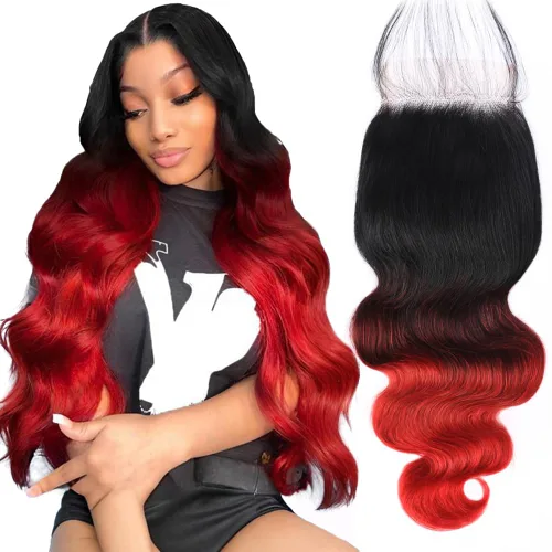 Miniatura 11 de QTHAIR Extensiones de cabello humano brasileño ondulado de grado 18A #613 con cierre de encaje HD 4x4