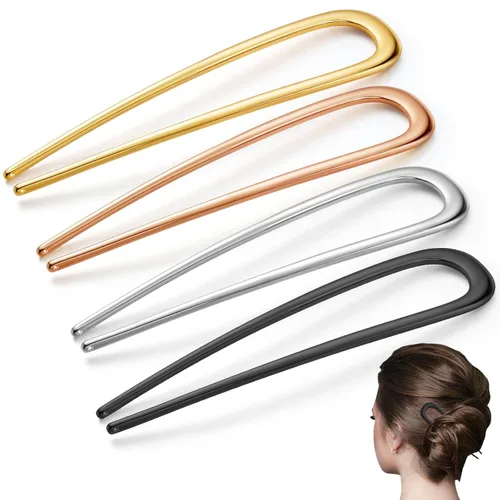 ProSuites 4 pinzas de pelo francés grandes para cabello largo, pinzas de metal en forma de U de 5.5 pulgadas adecuadas para mujeres, peinados de
