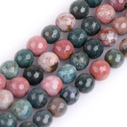 JOE FOREMAN Piedras preciosas naturales de 0.236 in, jaspe oceánico, cuentas sueltas redondas facetadas para hacer joyas, pulseras de 15.0 in