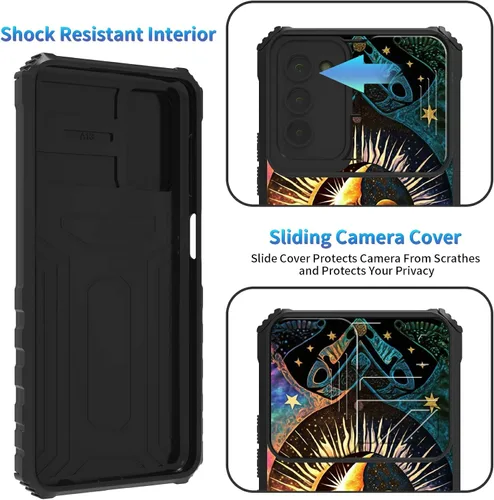 Miniatura 433 de Funda para Samsung Galaxy S22 Ultra 5G, Galaxy S22 Ultra con cubierta de cámara deslizante, funda resistente de doble capa con función atril Black