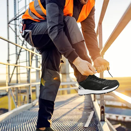 Miniatura 8 de Zapatos de punta de acero para hombres y mujeres, zapatos de trabajo de seguridad antideslizantes a prueba de pinchazos, cómodos tenis