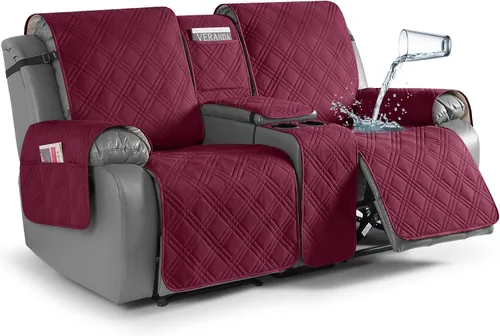 Miniatura 34 de TAOCOCO Fundas de sofá reclinable 100% impermeables con consola, fundas de sofá para sofá reclinable de 3 asientos con diseño de correas, funda