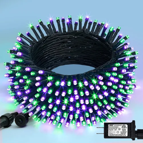Miniatura 24 de JMEXSUSS Guirnalda de luces de Navidad de 200 LED azules y blancas, 66 pies, de exterior, expansible, para árbol, fiesta o decoración de hogar