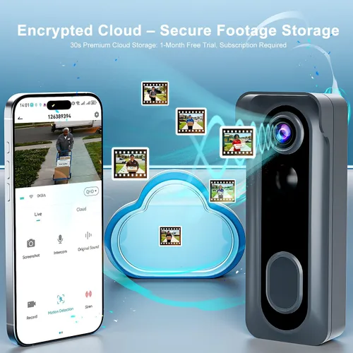 Miniatura 6 de Timbre de puerta con cámara inalámbrica con timbre - Vídeo HD 2K AI con detección de movimiento, audio de dos vías, visión nocturna, almacenamiento