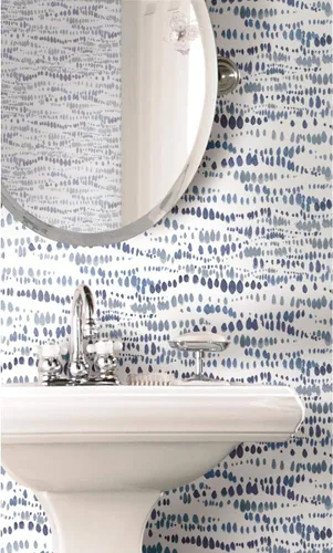 Miniatura 2 de RoomMates RMK11761RL - Papel tapiz de líneas punteadas azul marino y blanco, rollo