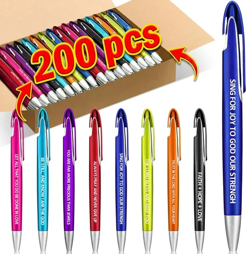Miniatura 15 de Lincia 100 piezas de bolígrafos retráctiles de punta media para agradecimiento a empleados, bolígrafos de inspiración de tinta negra, regalos