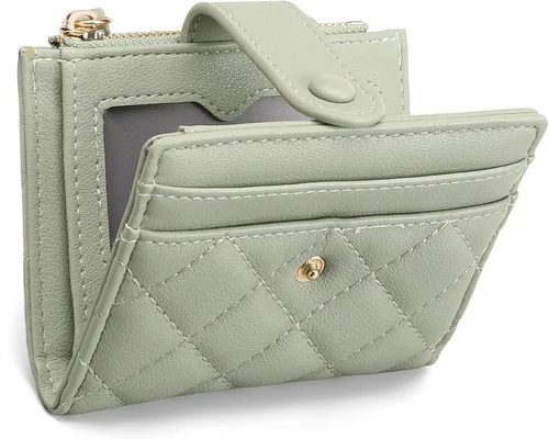 Miniatura 9 de GAEKEAO Billetera pequeña para mujer, de piel plegable, con bloqueo RFID, tarjetero para tarjetas de crédito, bolsillo con cremallera, monedero