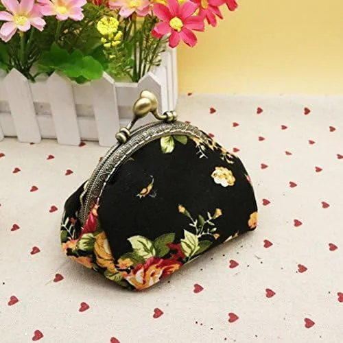 Miniatura 2 de Toraway - Cartera mini monedero vintage patrón floreado para mujer Negro 4331331464