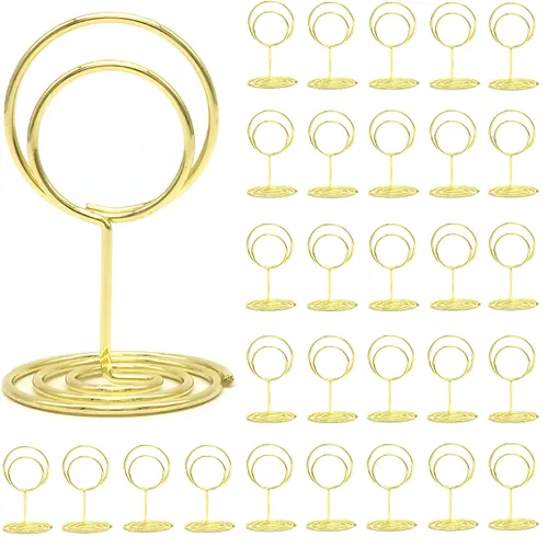 30 soportes para números de mesa, soporte de alambre para tarjetas, clips de menú, soportes de fotos, soportes de fotos para centros de mesa de